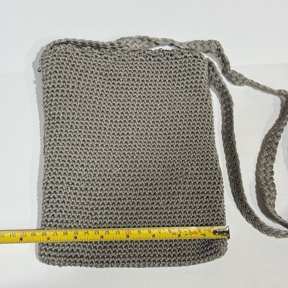 CHATEAU CROCHET GRAY VINTAGE CLUTCH PURSE CROSSBODY BAG BOHO STYLE - Picture 14 of 15